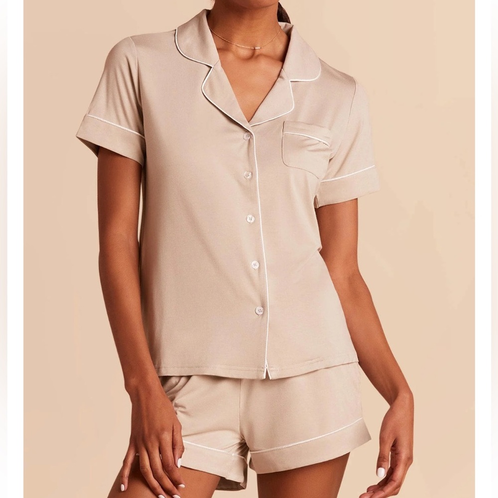 Birdy Grey Taupe Short Sleeve Pajama Set